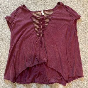 Maroon Free People Cutout Top